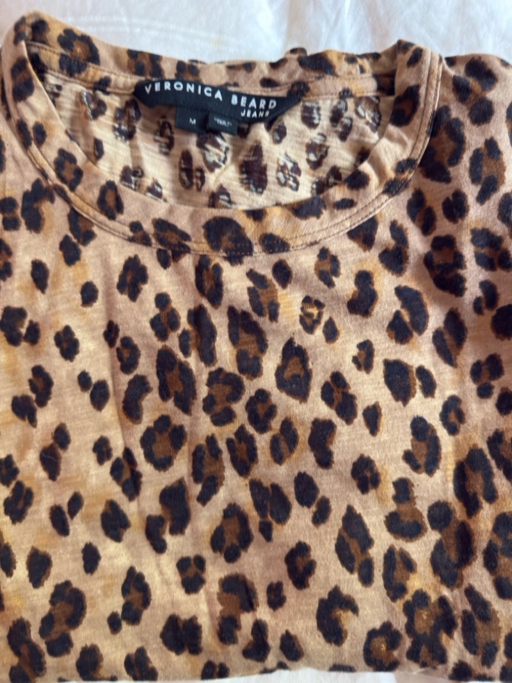 Veronica Beard Leopard-Print Crewneck Top in Tan and Black - Picture 4 of 4
